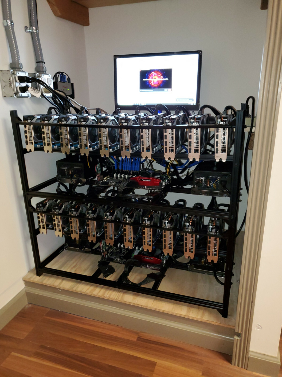 80 GPU Mining Rig Open Frame BITCOIN BTC, Pyrin Crypto Currency Miner Computer