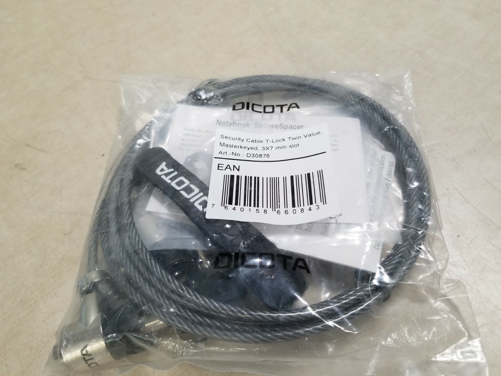 Dicota Security Cable T-Lock Twin Value 3 x 7 mm Slot (D30876)