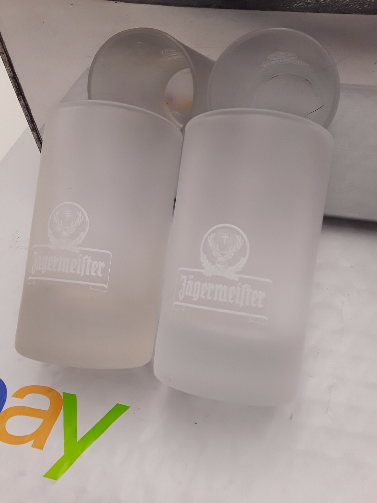 SET OF TWO JAEGERMEISTER FROSTED SHOT GLASSES