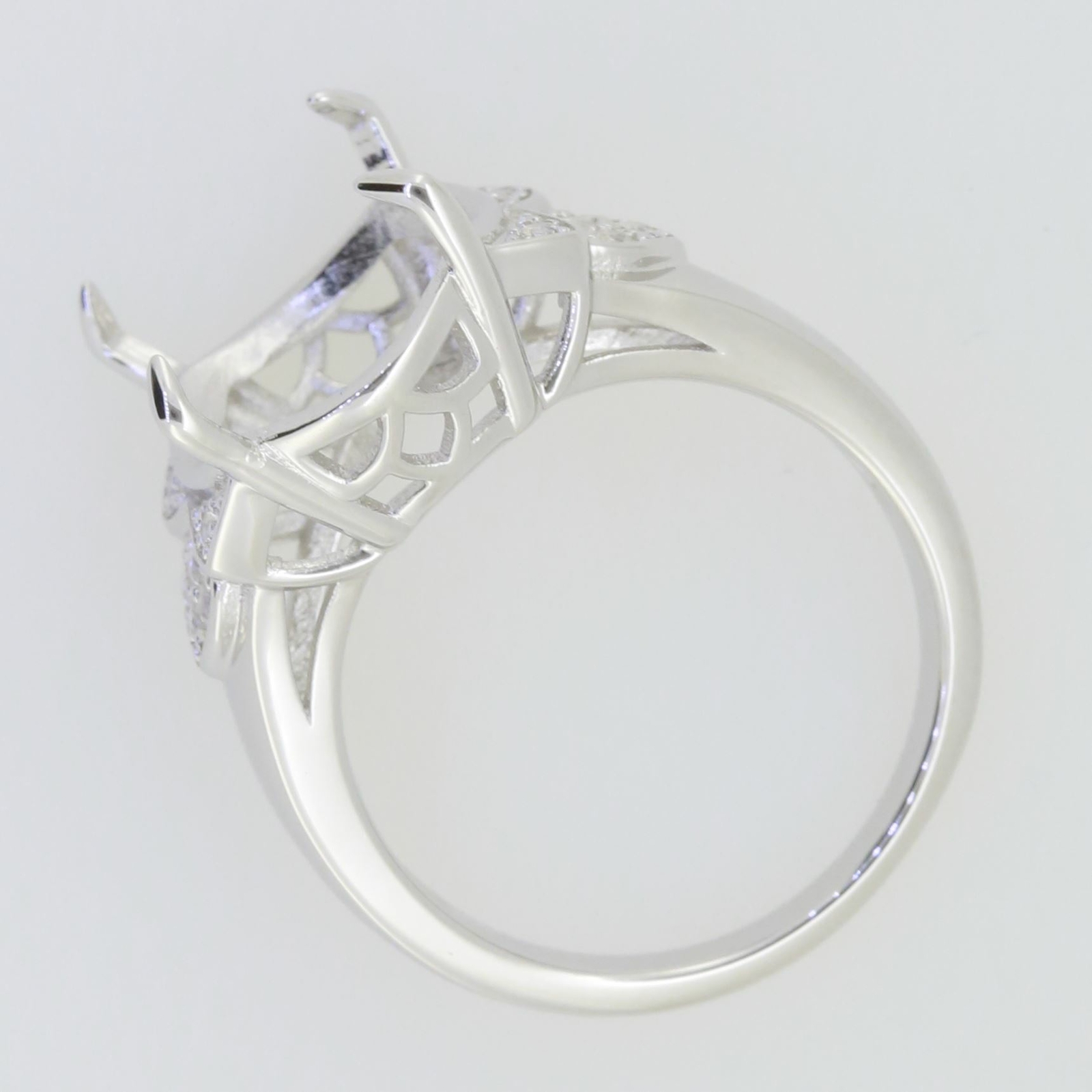 Sterling Silver Semi Mount Ring Setting Oval OV 16X12mm White Topaz