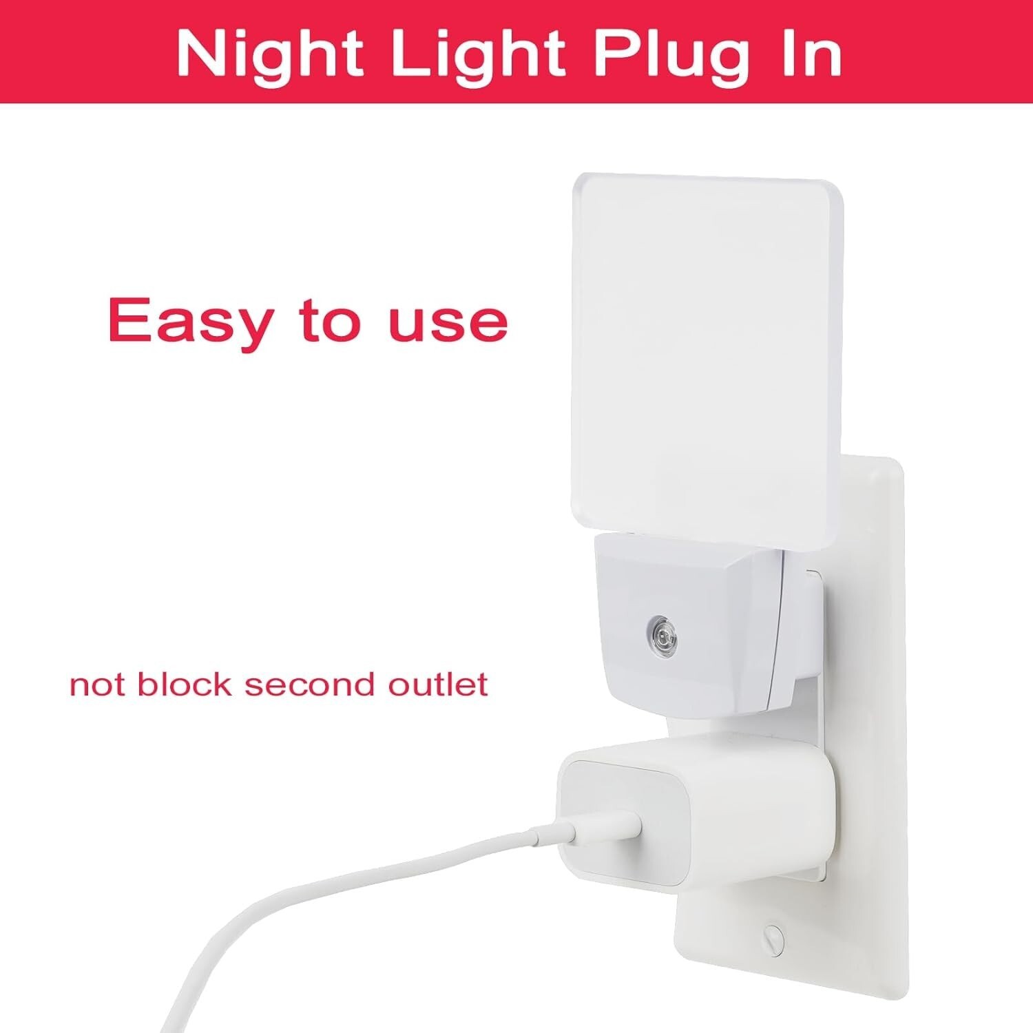2-Pack Red LED Plug-In Lights – Dusk Sensor
