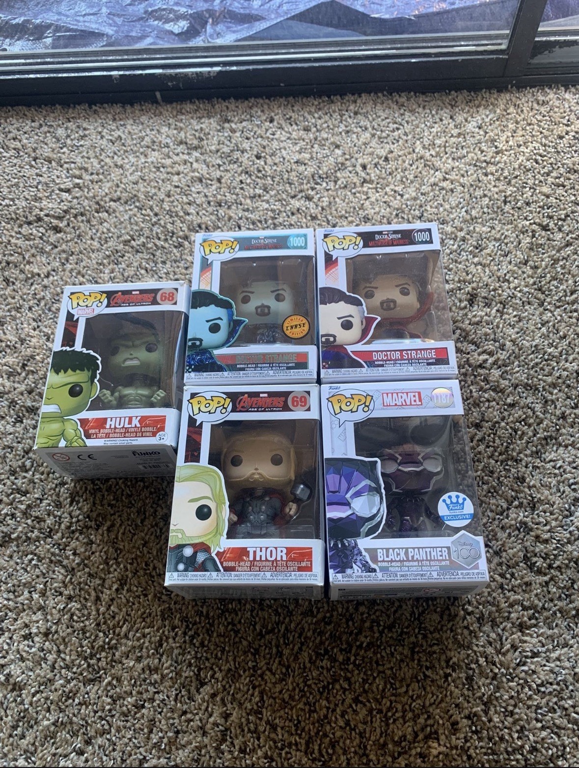 Funko Pop! Marvel Vinyl Figures Lot of 5 Hulk Thor Dr Strange BP Chase Excl