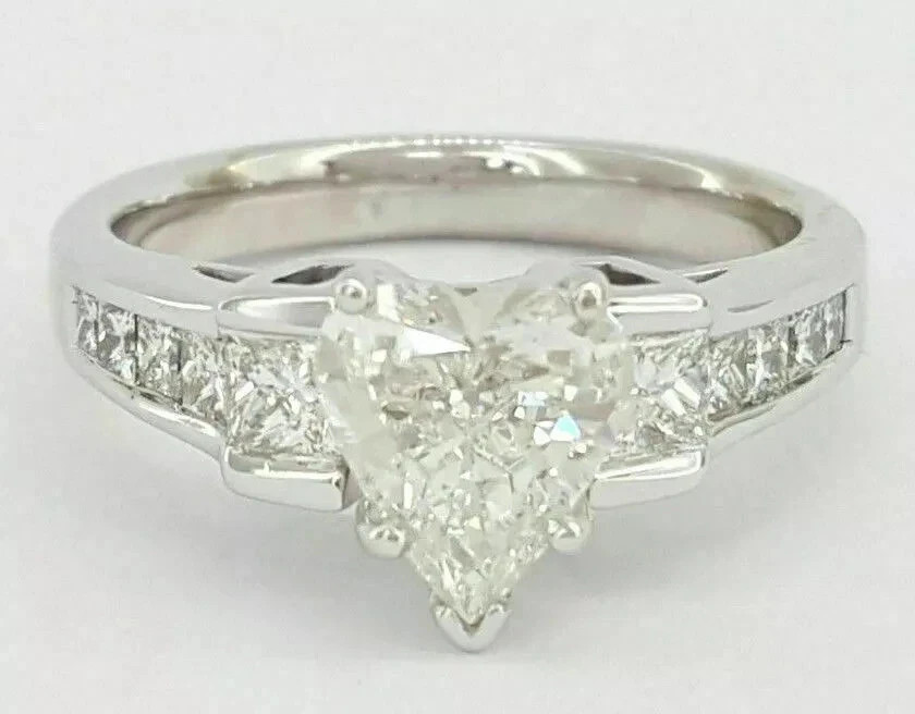 3Ct Heart Cut Lab Created Diamond Wedding Solitaire Ring 14k White Gold Plated
