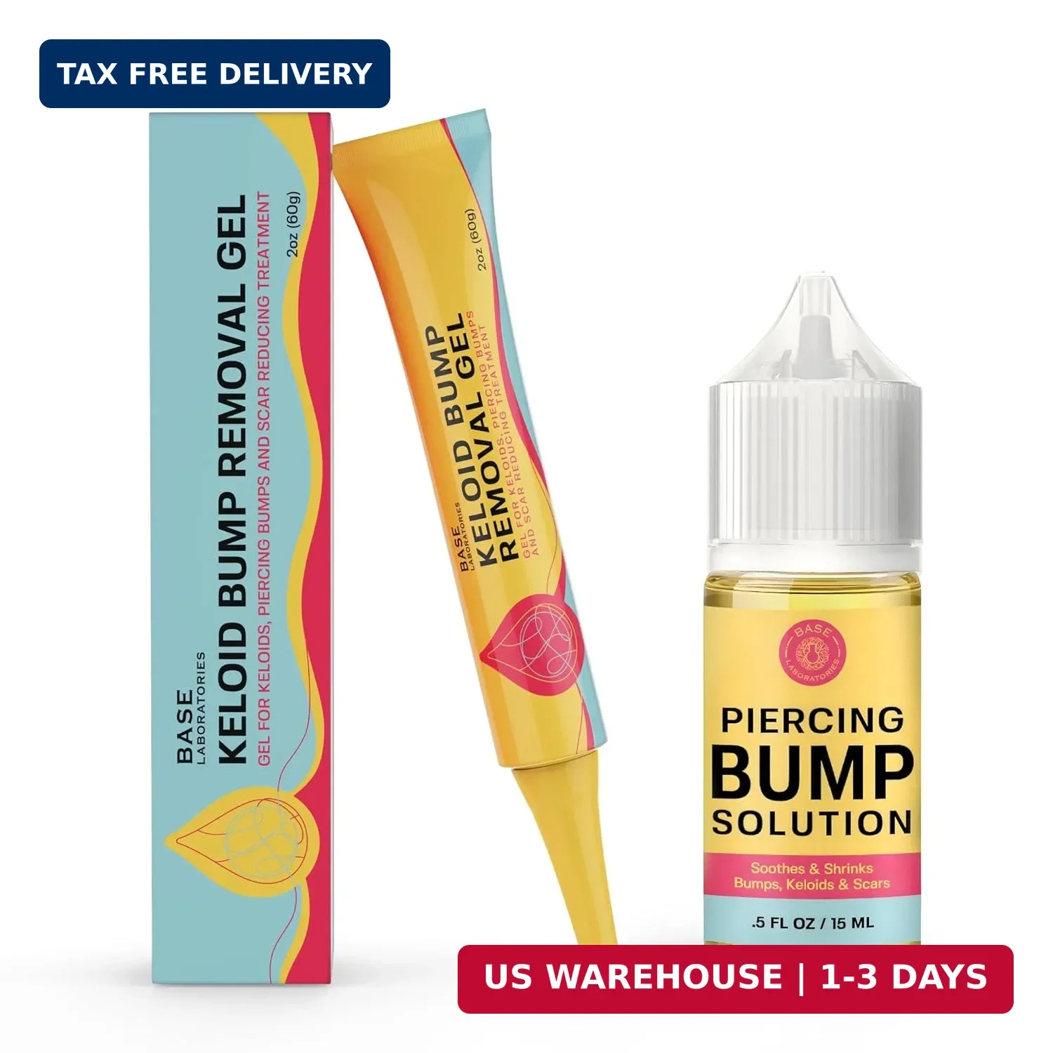 BASE LABORATORIES Piercing Bump Treatment & Keloid Remover Gel 2-Pack Set