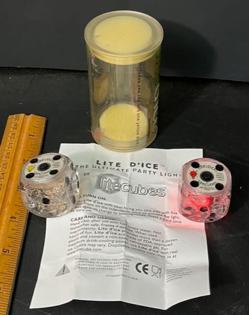 Lite D’ice LED Light Up Dice Ice Cubes LiteCubes Set 2 Working w/ Tube