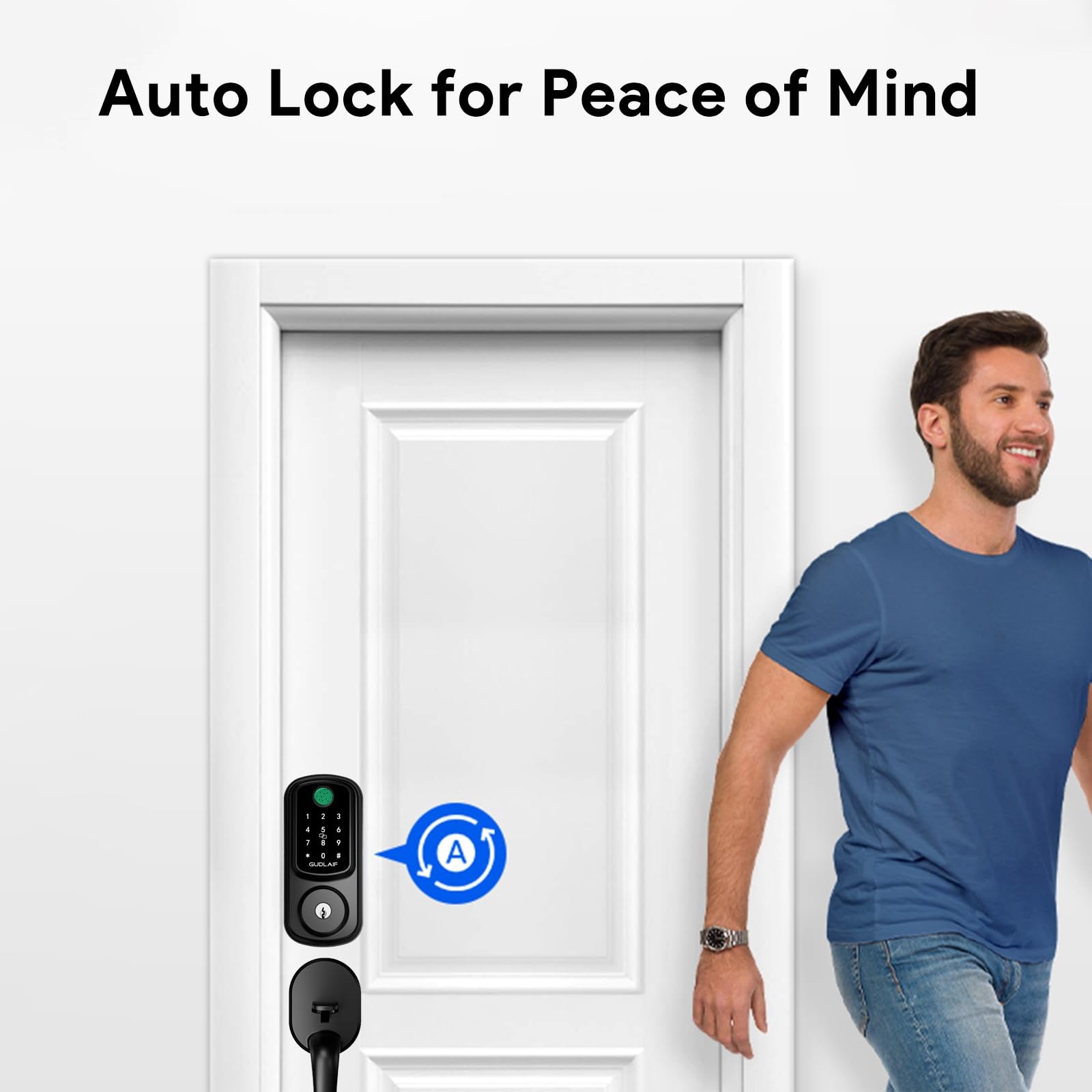 Keyless Entry Door Lock Deadbolt with Handle Set, Smart Front Door Lock Set, ...