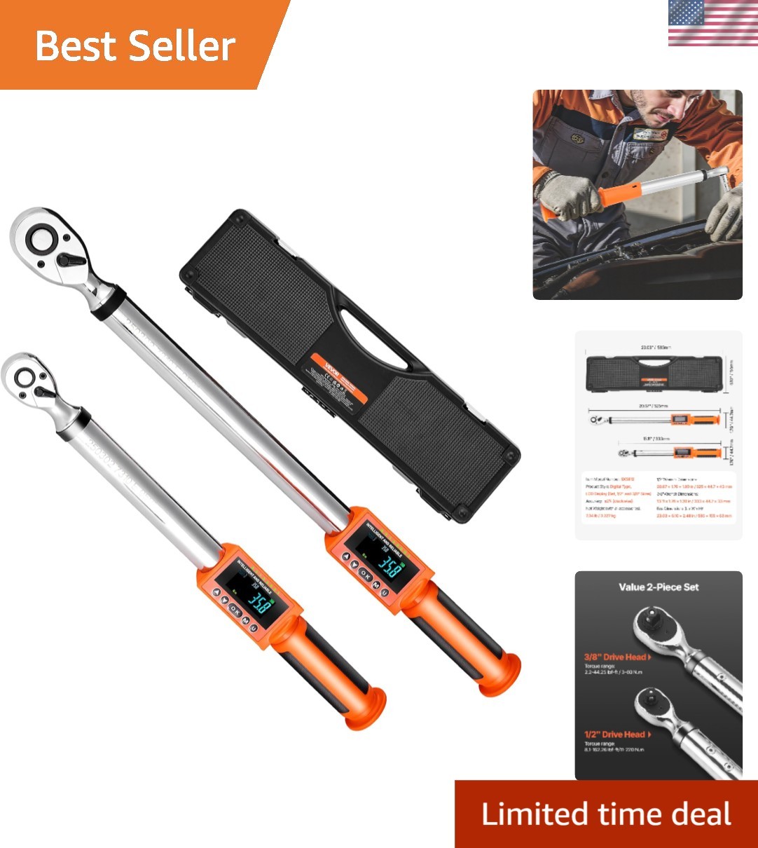 Professional Digital Torque Wrench Set | Accurate, Versatile, Dual Drive