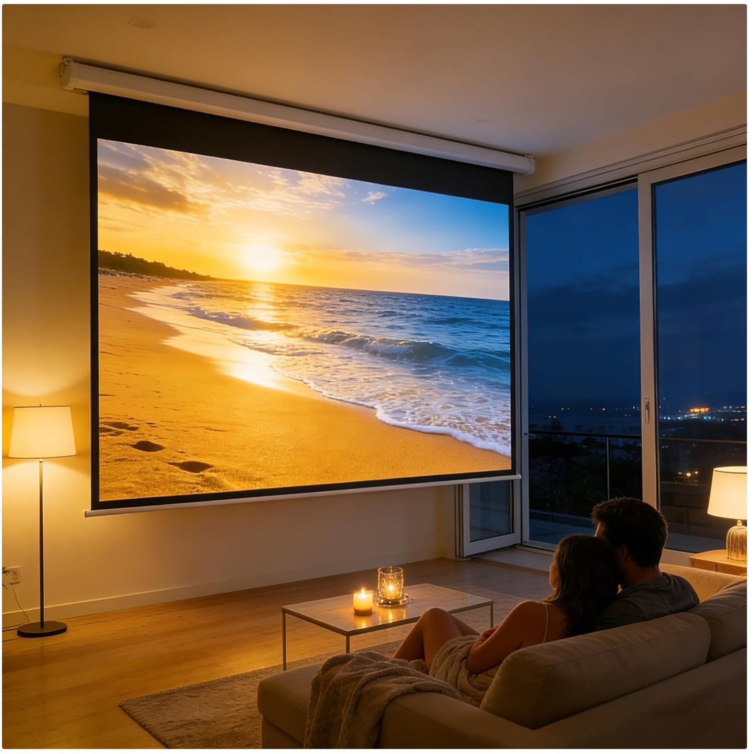 72" Motorized 16:9 4K HD Pull Down Projector Screen^-^