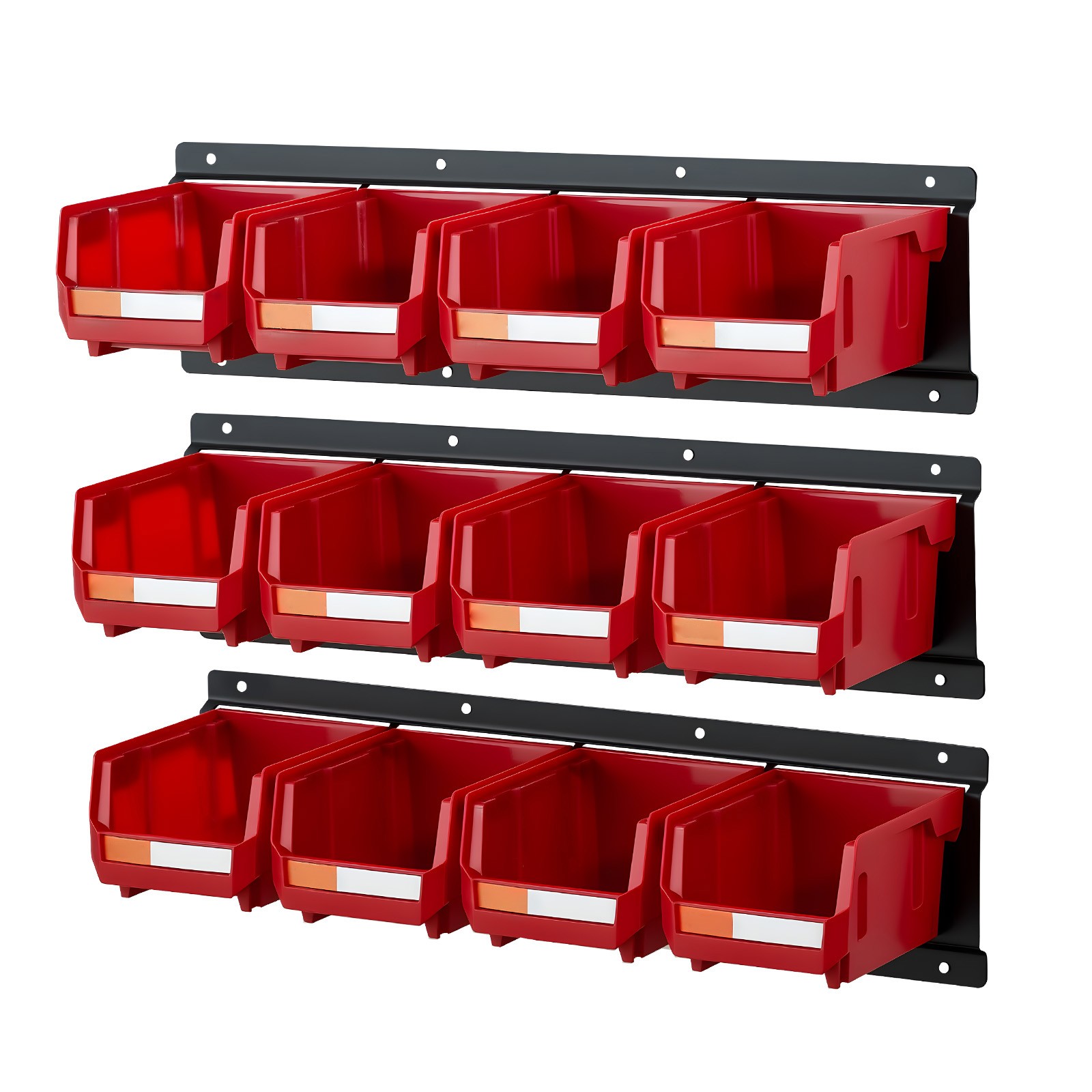 Uimoso Wall-Mounted Stackable Storage Bins, 12-Piece Set, Red