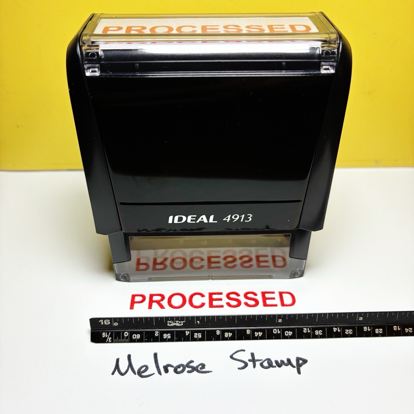 Processed Rubber Stamp Red Ink Self Inking Ideal 4913