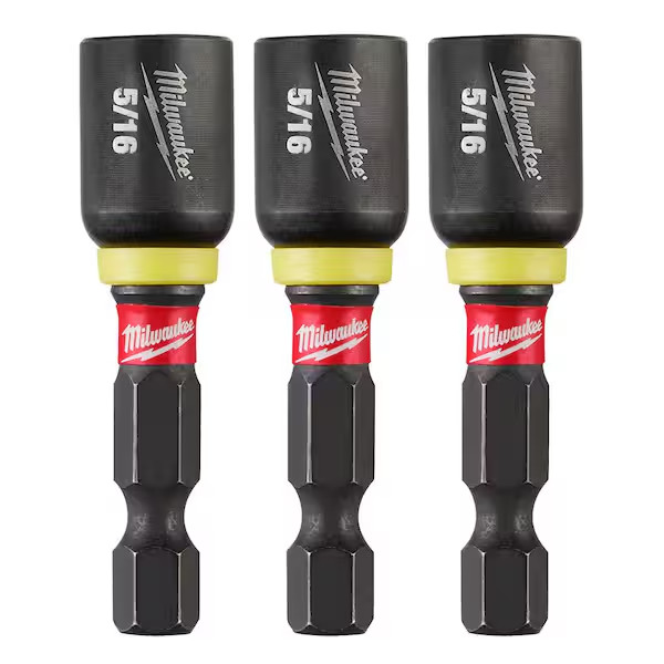 Shockwave Magnetic Nut Driver Bit 5/16" X 1-7/8" Impact Drill Strong (3-Pack)