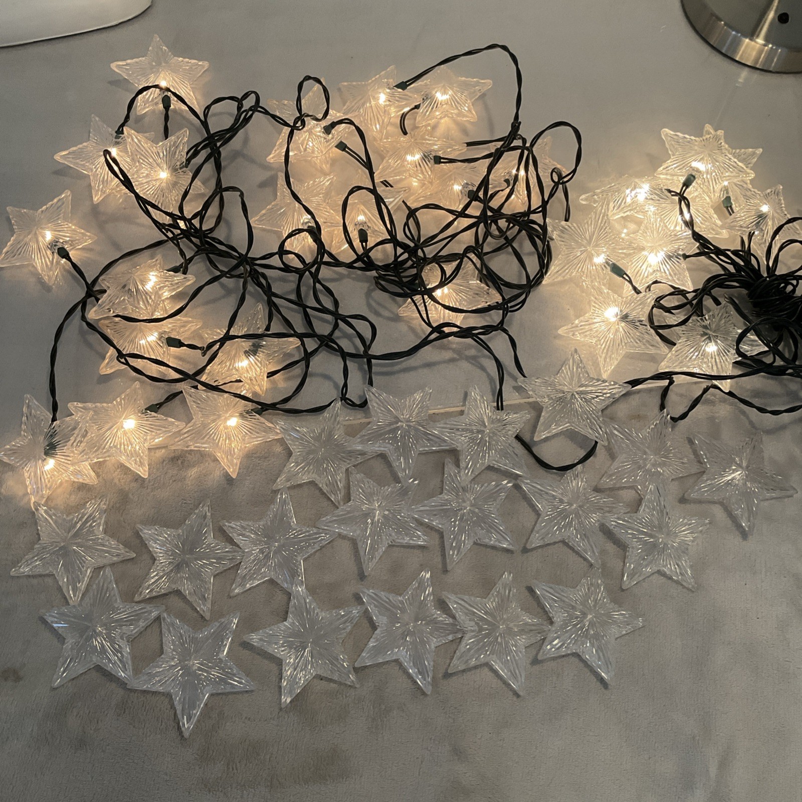 3 Sets - Star Clear String Lights Clear Fancy STARS or July 4th + Extras!