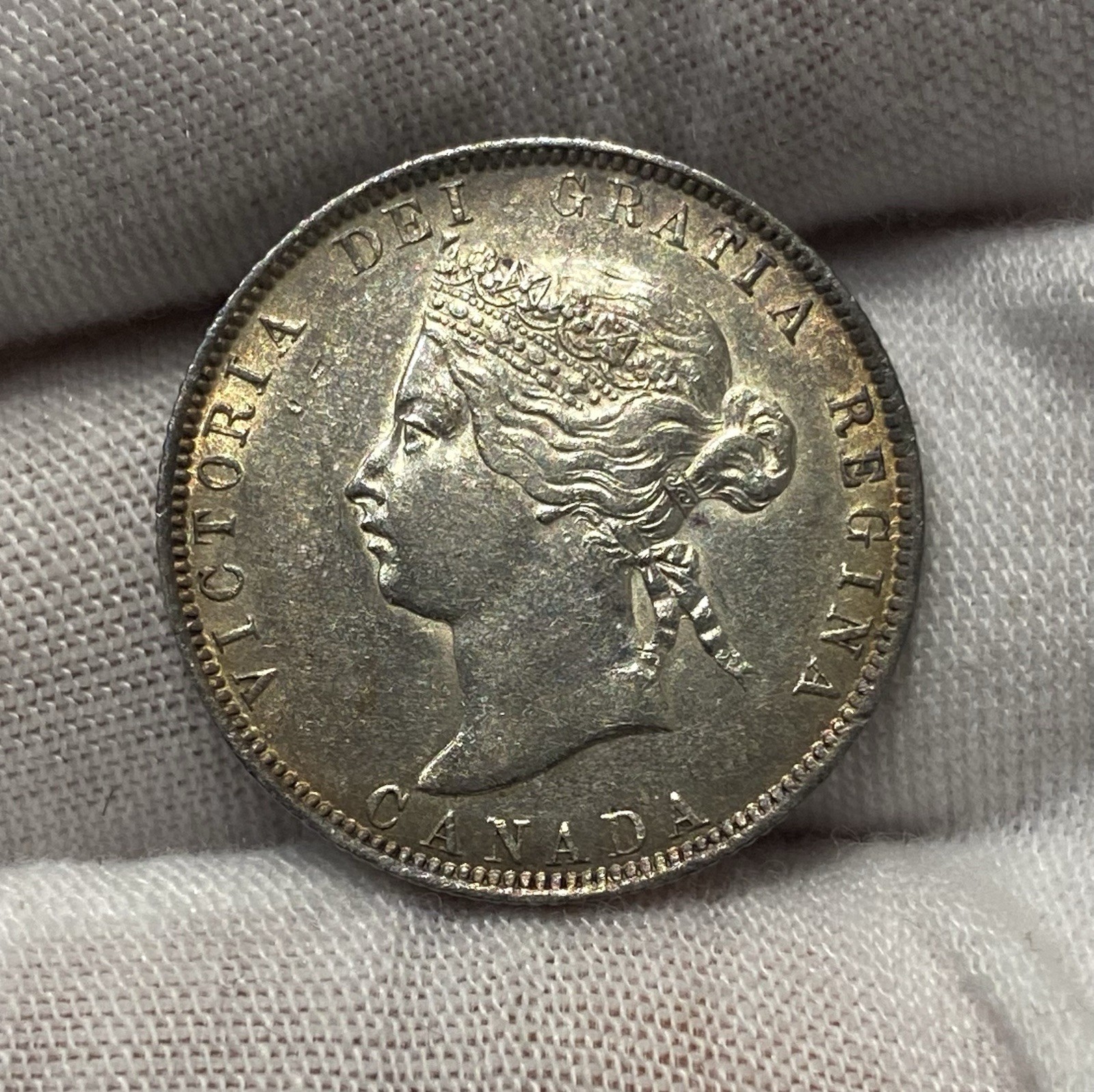 1872 H Canada Victoria Silver 25 Cents Heaton Scarce In High Grade Frosty Lustre