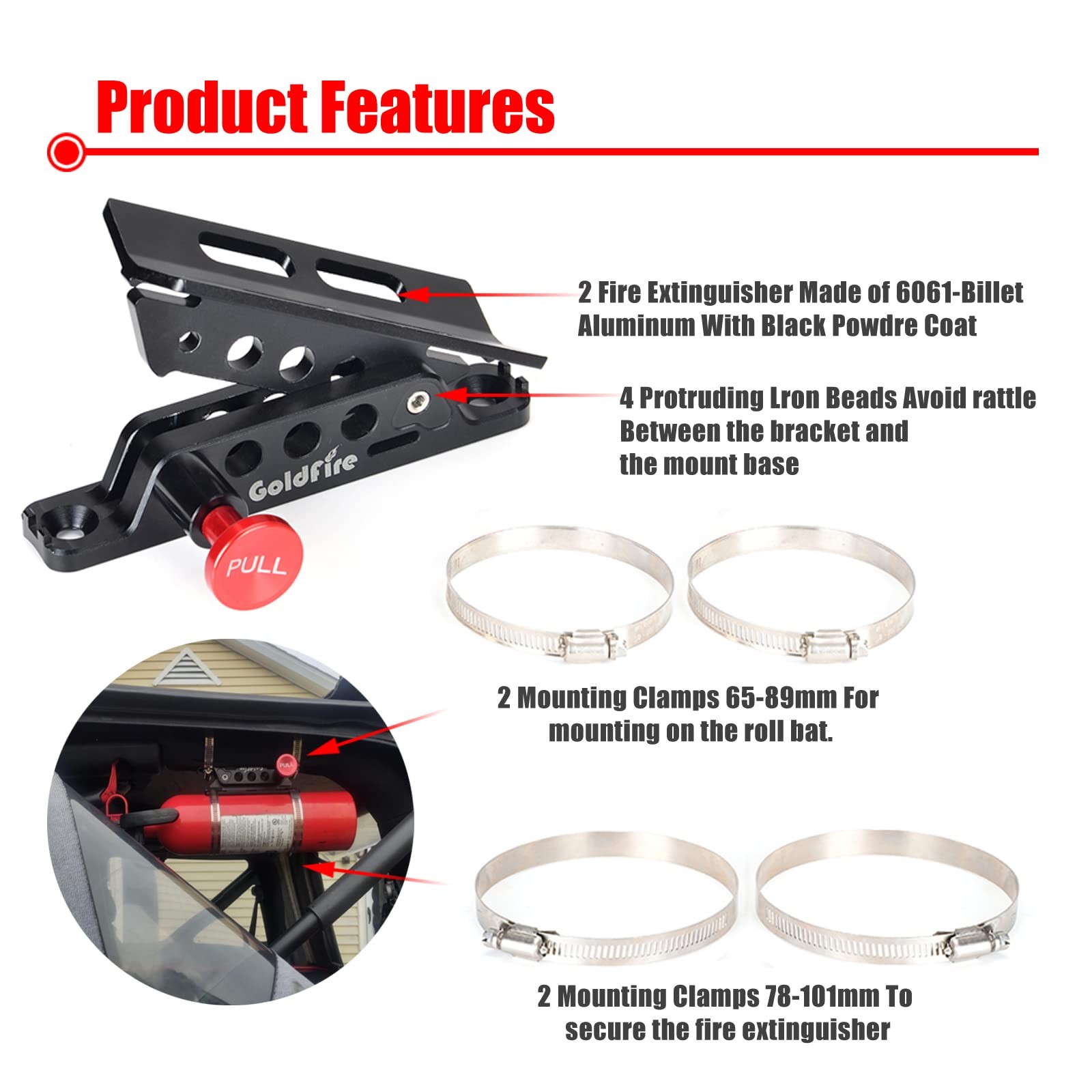 Universal Vehicle Adjustable Quick Release Roll Bar Fire Extinguisher Mount