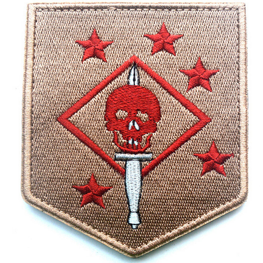 ISAF JSOC FORCE RECON JTF SSI: MARSOC RAIDERS HOOK LOOP PATCH DESERT RED BADGE