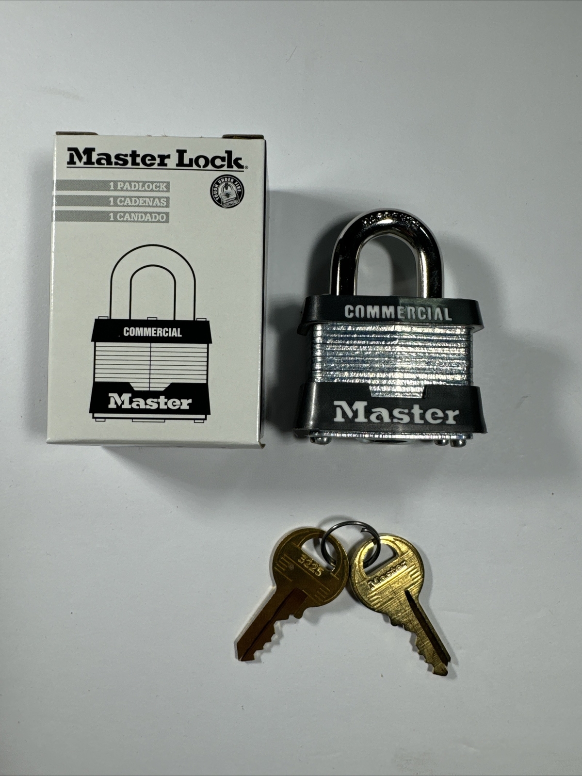 MASTER LOCK 3KA Padlock, 5/8 in,Rectangle, Silver Key #3225