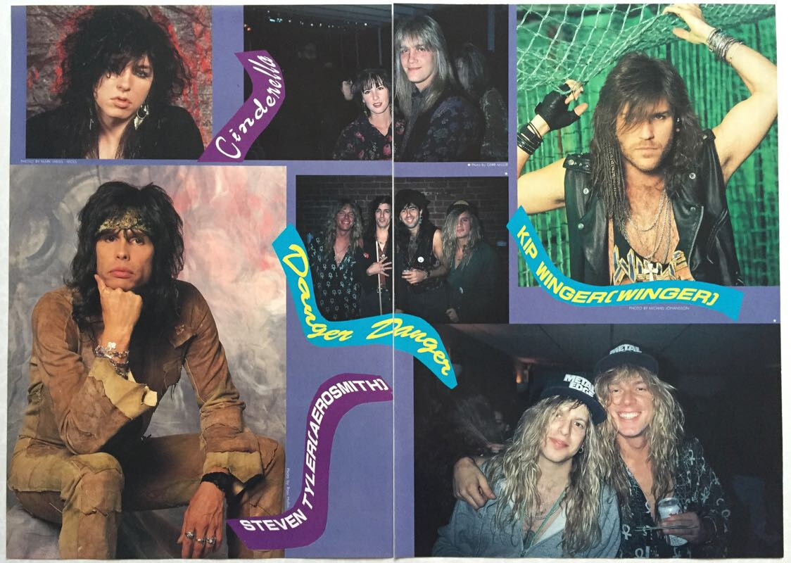 STEVEN TYLER KIP WINGER CINDERELLA 1991 CLIPPING JAPAN MAGAZINE IR 4A 2PAGE