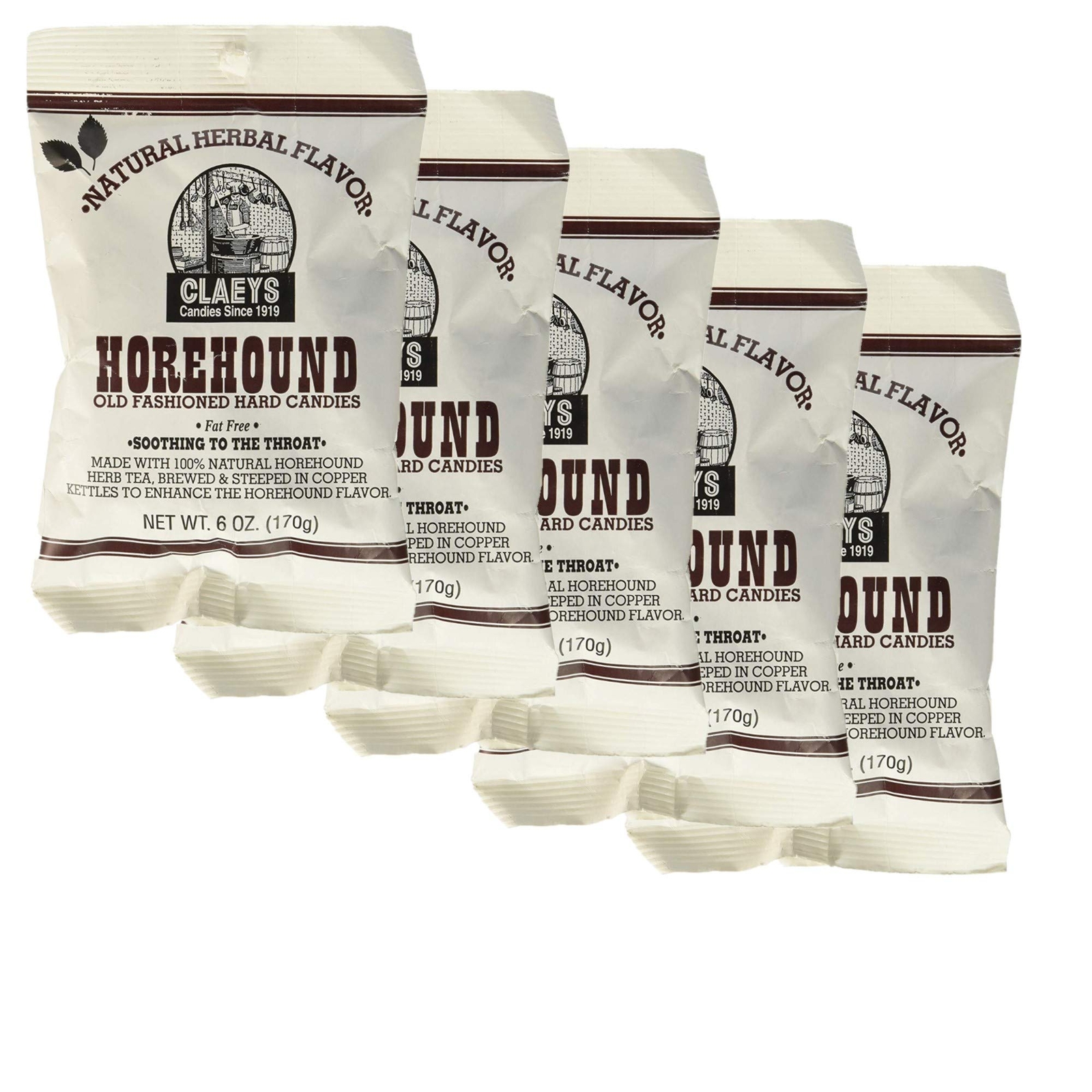 Claeys Old Fashioned Horehound Hard Candy 6 Ounce Pack of 5