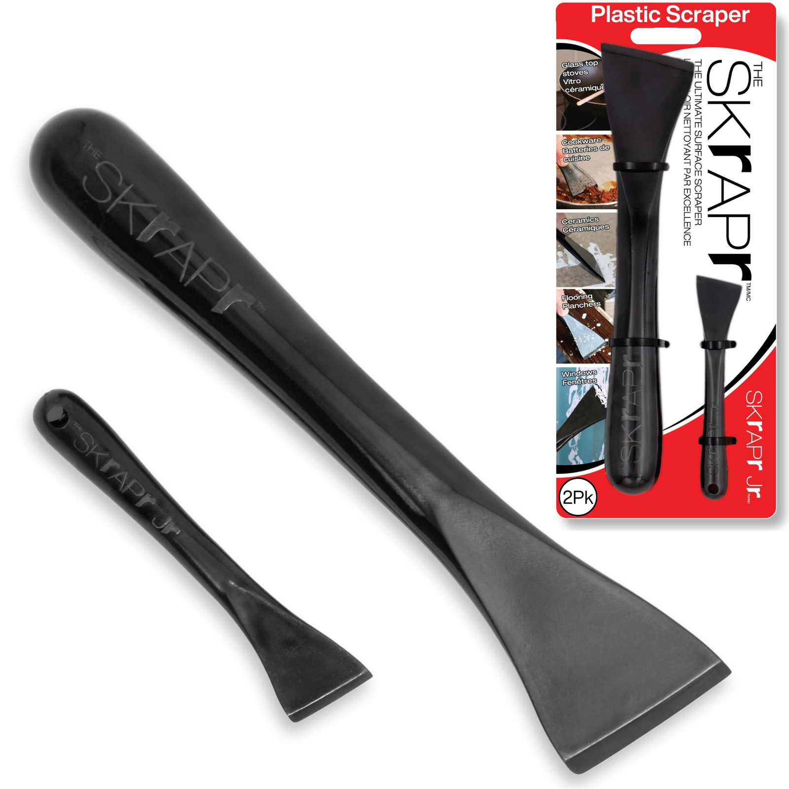 THE SKrAPr Plastic Scraper Tool, 2 Pack, Non-Scratch, 1.7 Inch Small, Blank