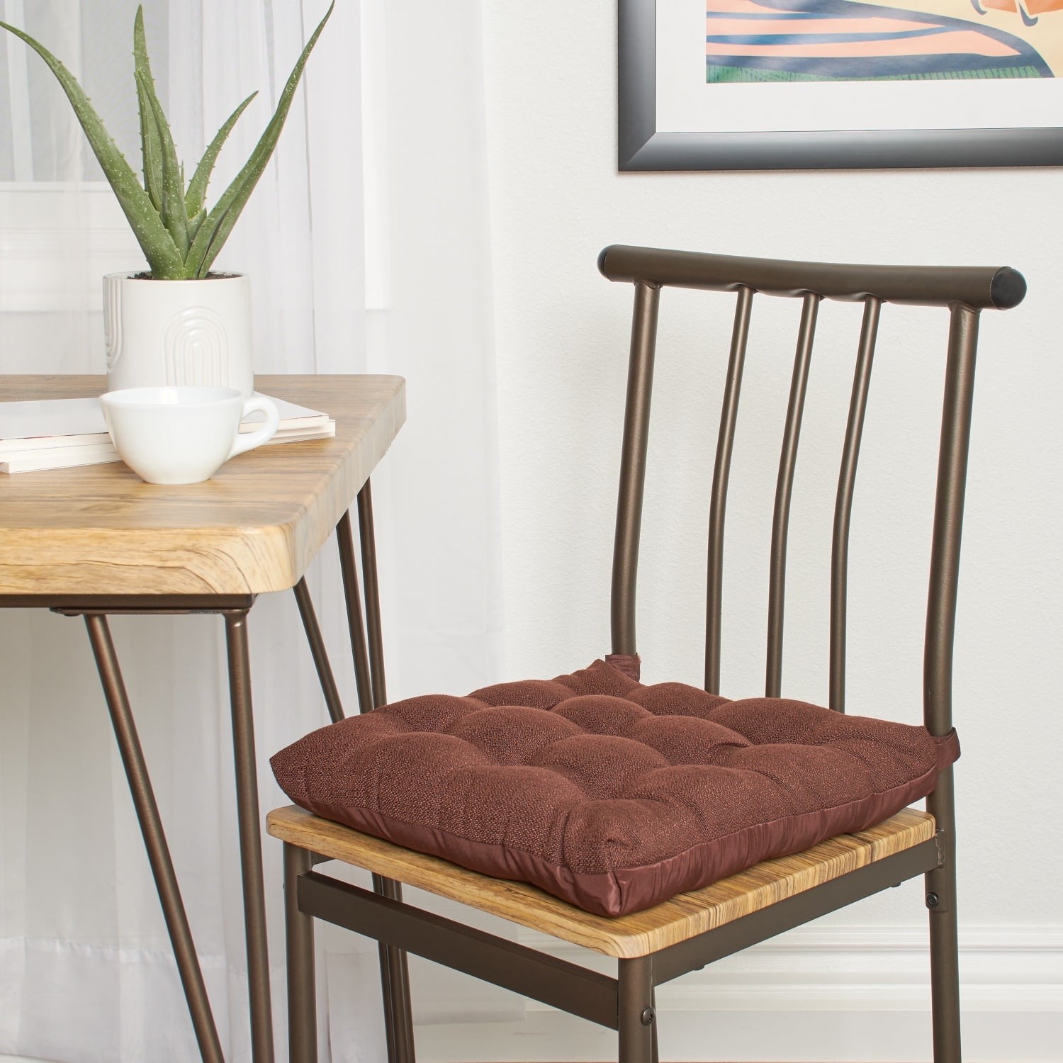 Mainstays Brown Chair Seat Pad, Textured 1-Piece 15.5"x16", Cushion,Long-Lasting