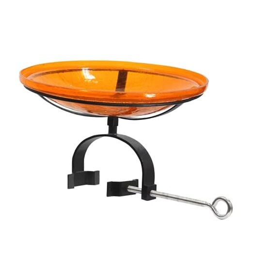 14" Mandarin Crackle Birdbath- Over Rail Bracket