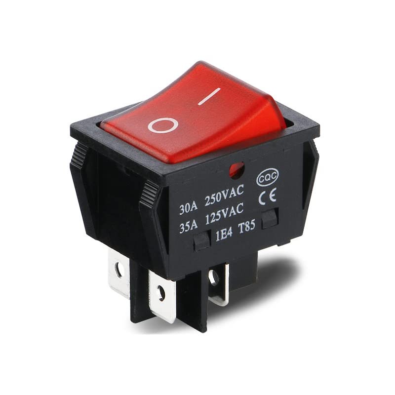 Yoiilnz 30A 250VAC/35A 125VAC KCD2 KCD4 Rocker Switch DPST 4 Pin Red 30Amp