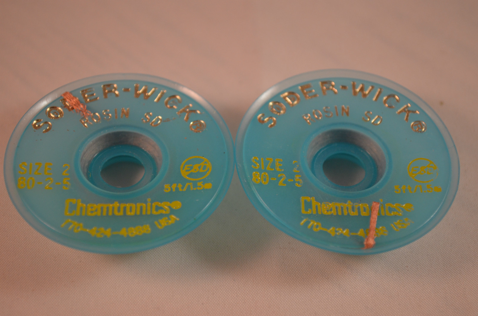 2X ORIGINALChemtronics80-2-5 Soder-Wick Rosin SD Desoldering  0.060"/1.5mm 5ft