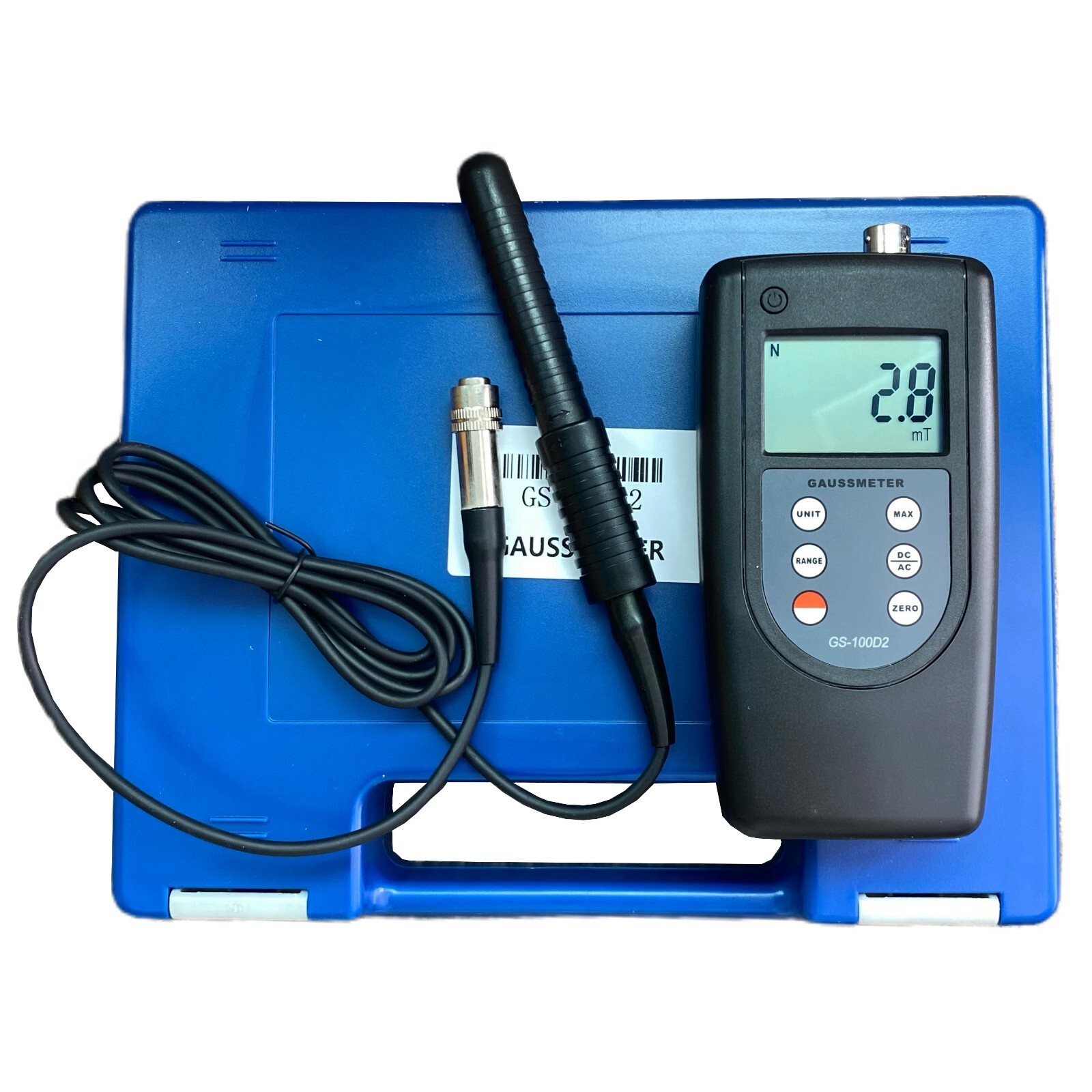 Gauss Meter Tesla Meter DC AC Magnetic Strength Meter with Range 0~200mT~2000mT