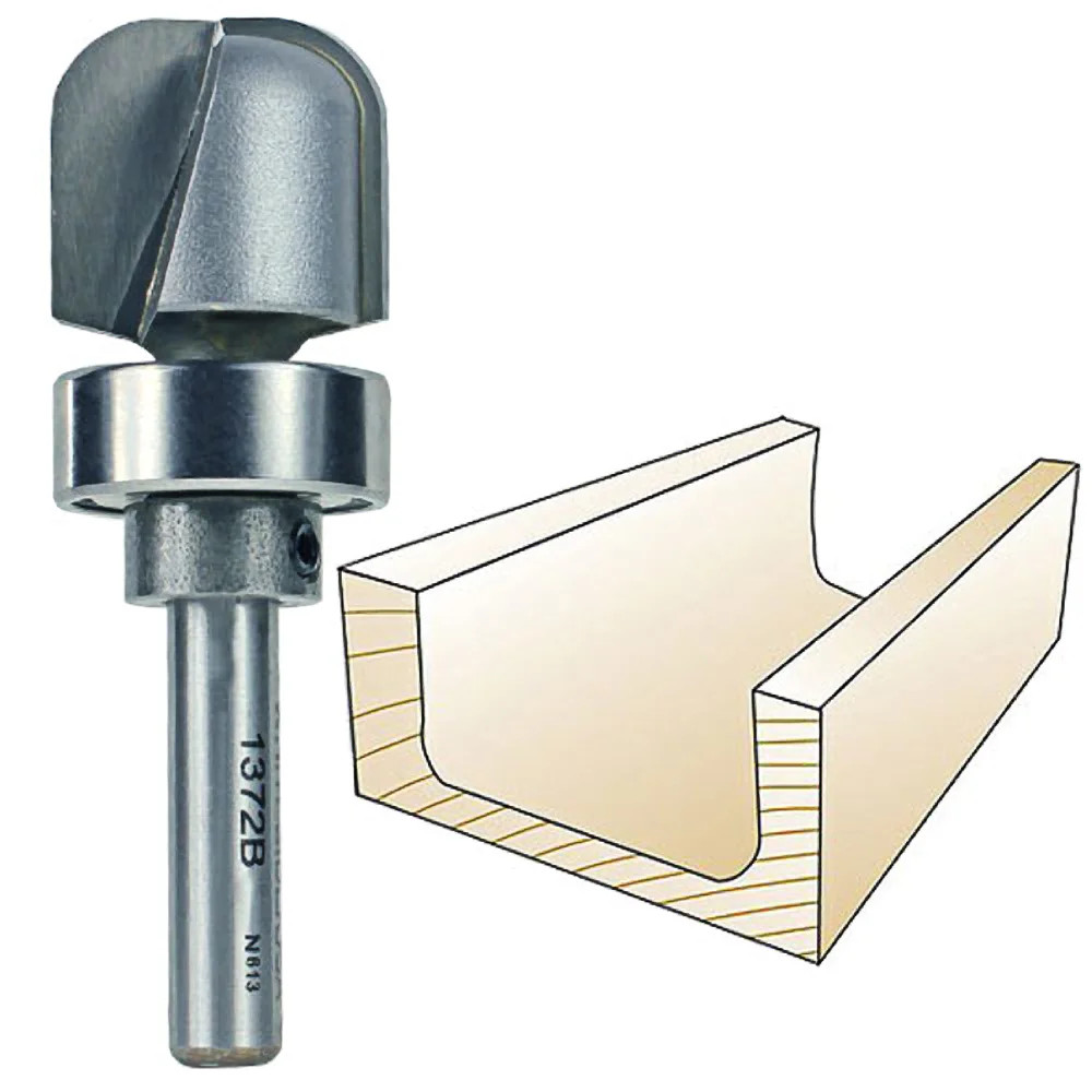 Whiteside Bowl & Tray Bit w/Bearing, 1/4 in. SH x 1/4 in. R x 3/4 in. CD