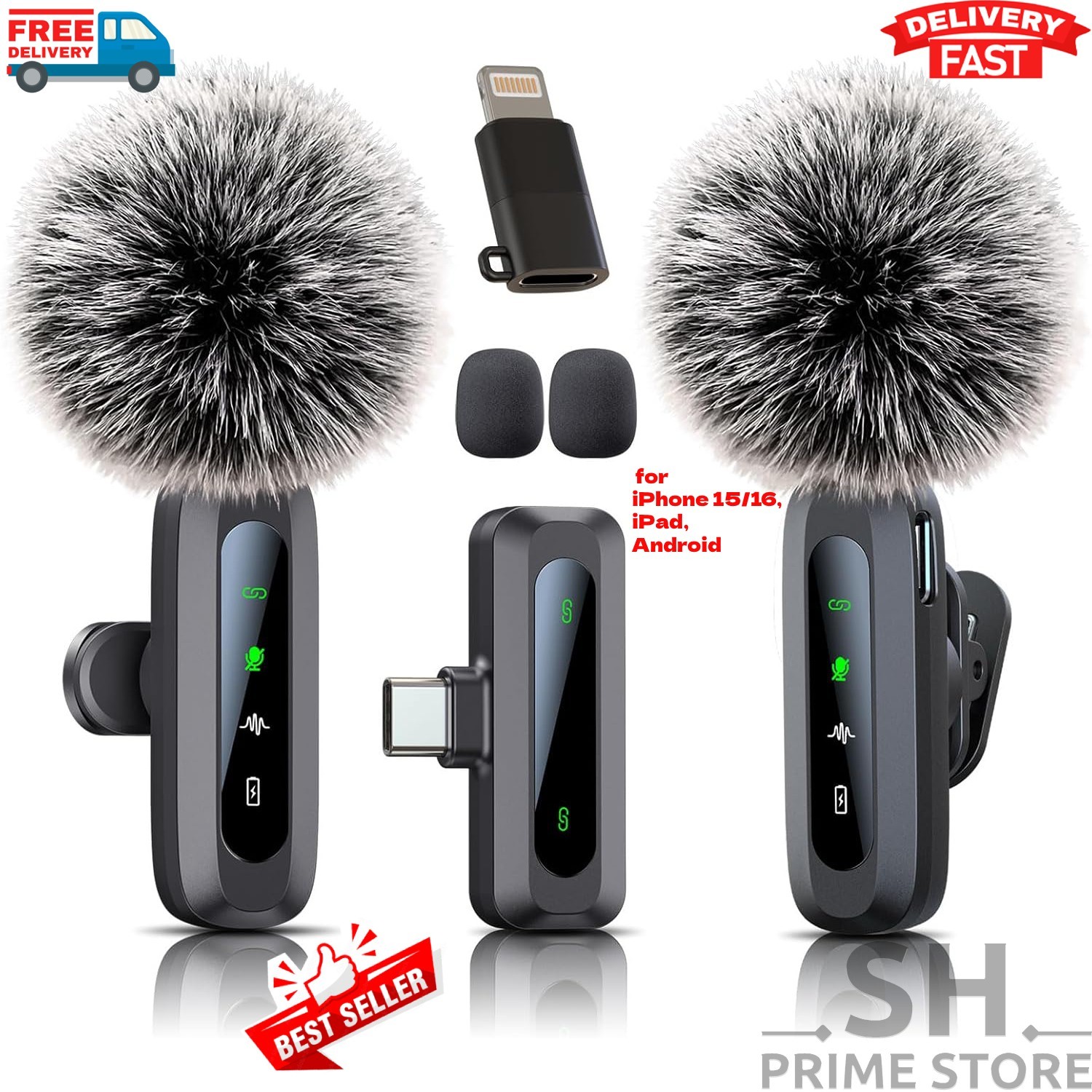 Lavalier Wireless Mini Microphone Audio Video Recording Mic For iPhone Android