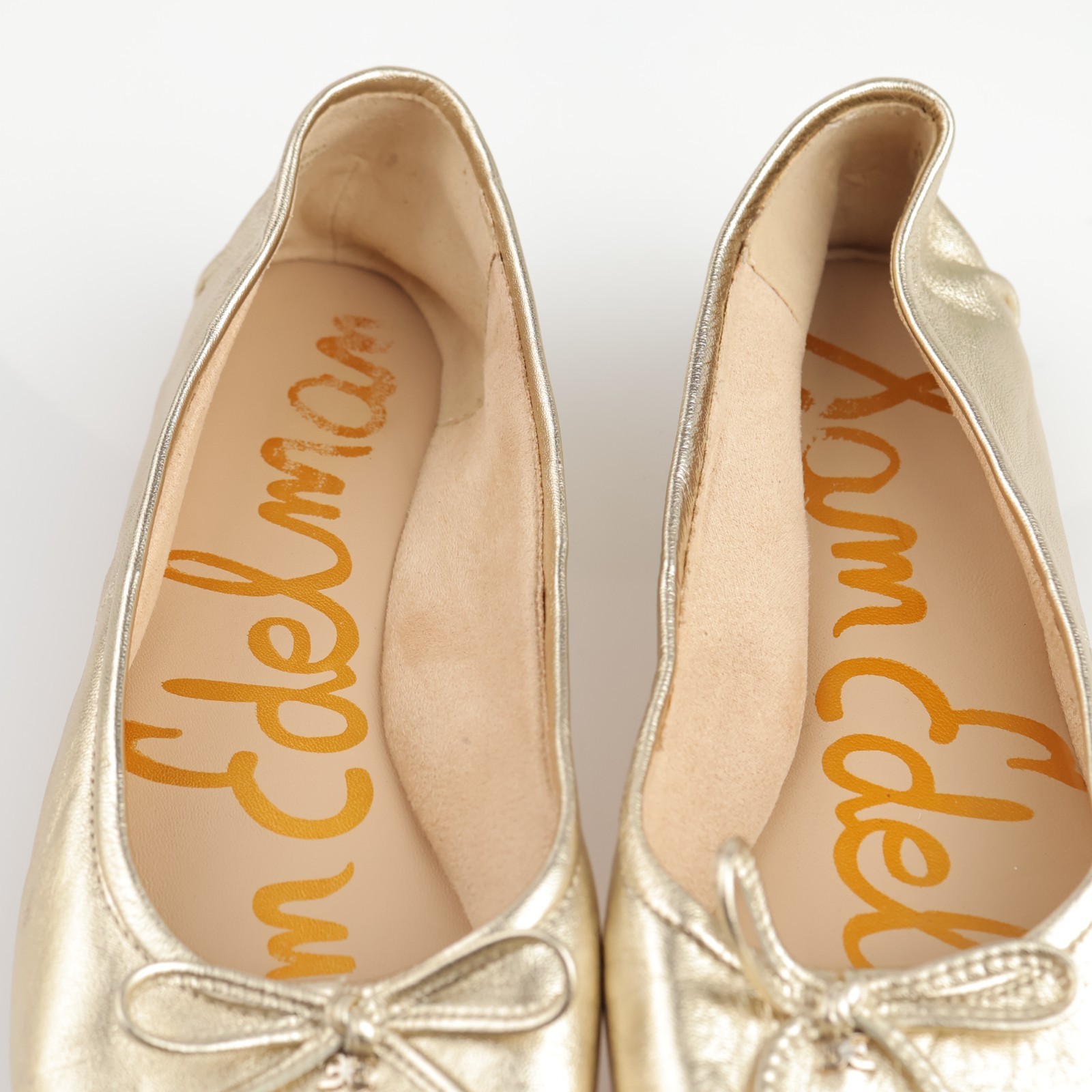 Sam Edelman Womens Zooey Ballet Flats Size 8 M Gold Metallic Leather Bow Shoes