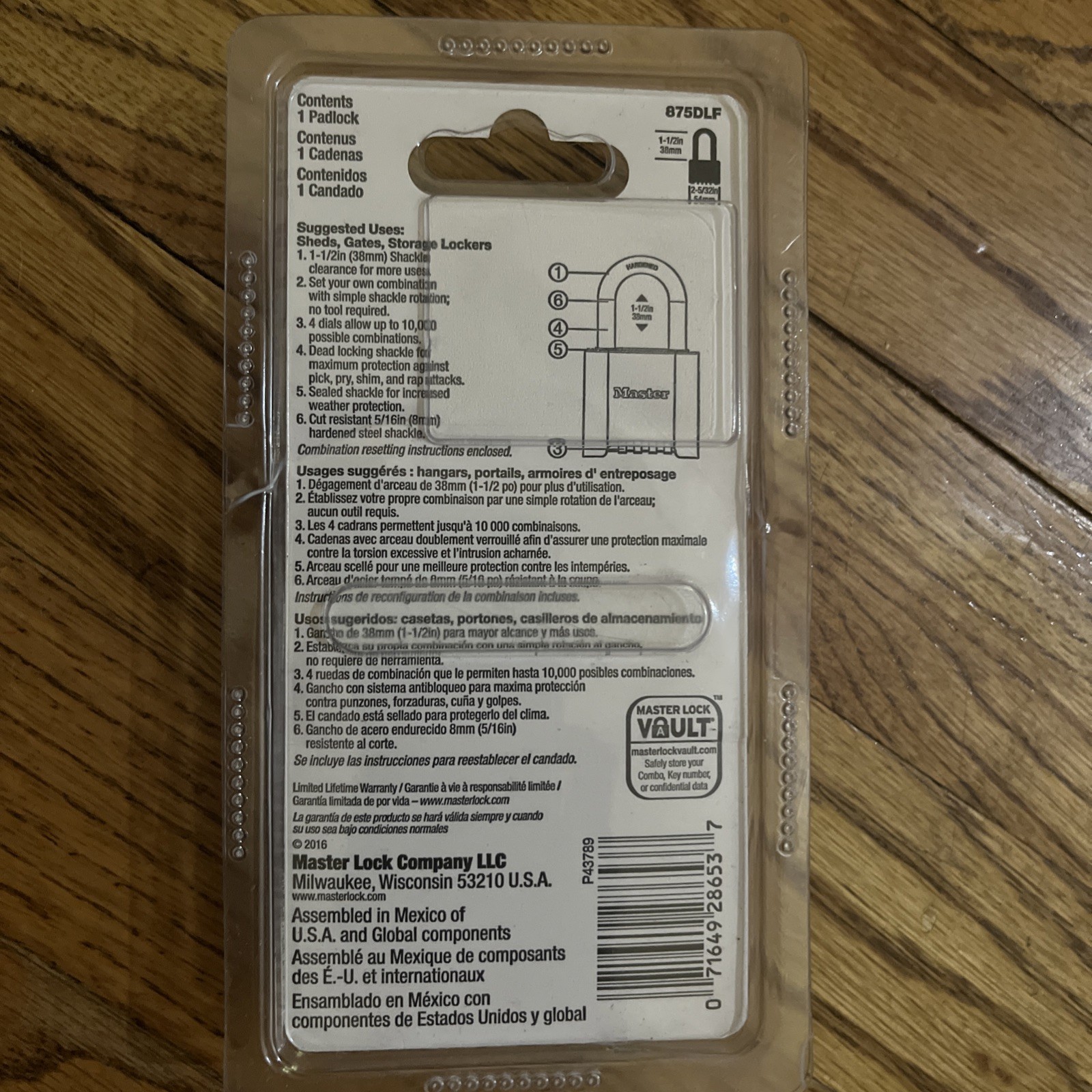 MASTER LOCK 875DLF - 4 Number Resettable Combination Padlock - NEW SEALED