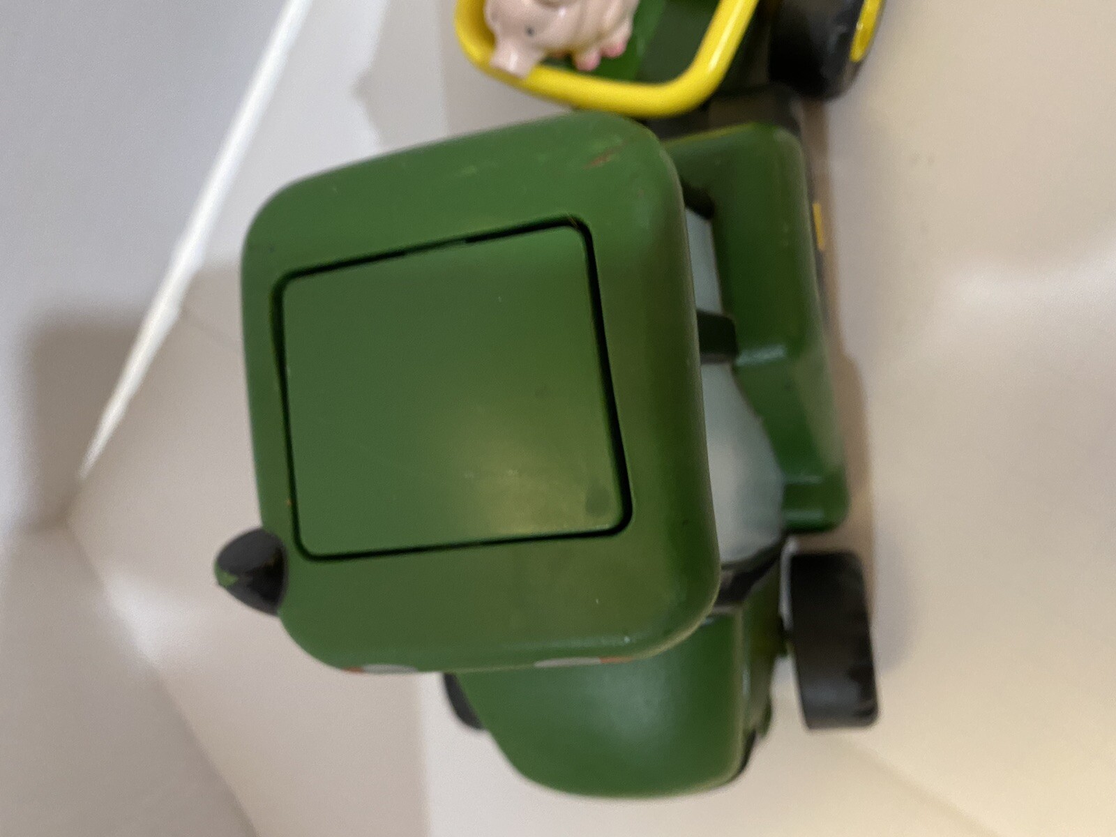 John Deere Rubber & Plastic Three Pc Tractor Set. Push Button & Music Plays