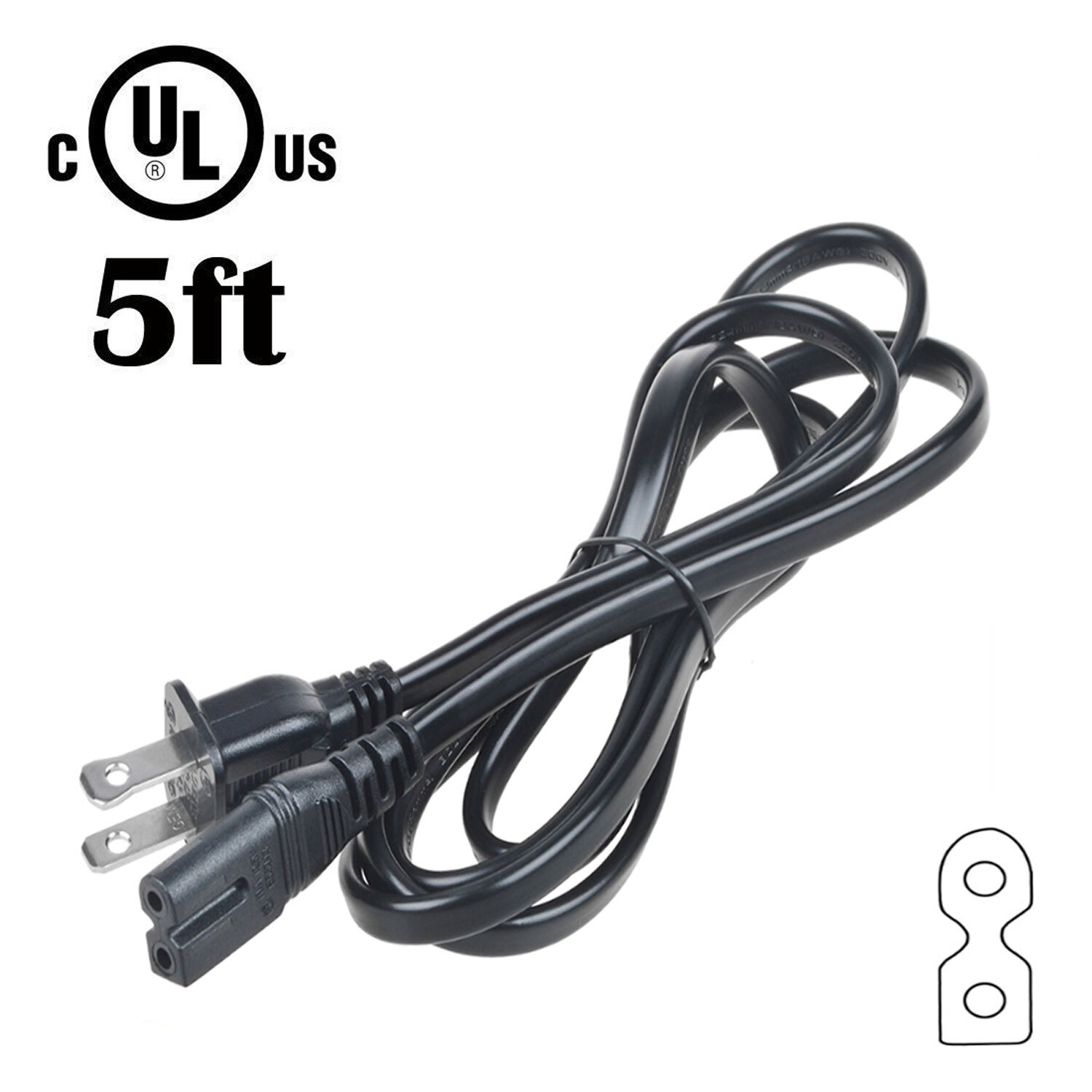 UL 5ft AC Power Cord Cable For TOSHIBA TV 50L3400U 65L5400U 40L1400U 22LV50K