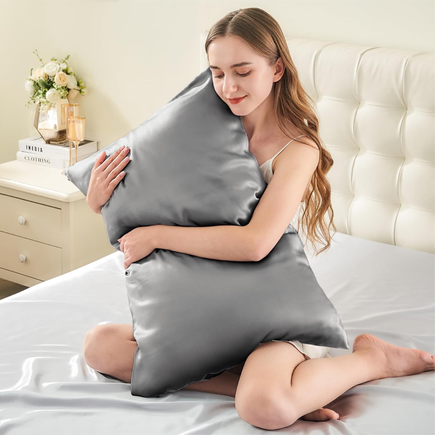 Silk Pillow Cases 2 Pack Standard Size, Ultra Smooth & Soft Mulberry