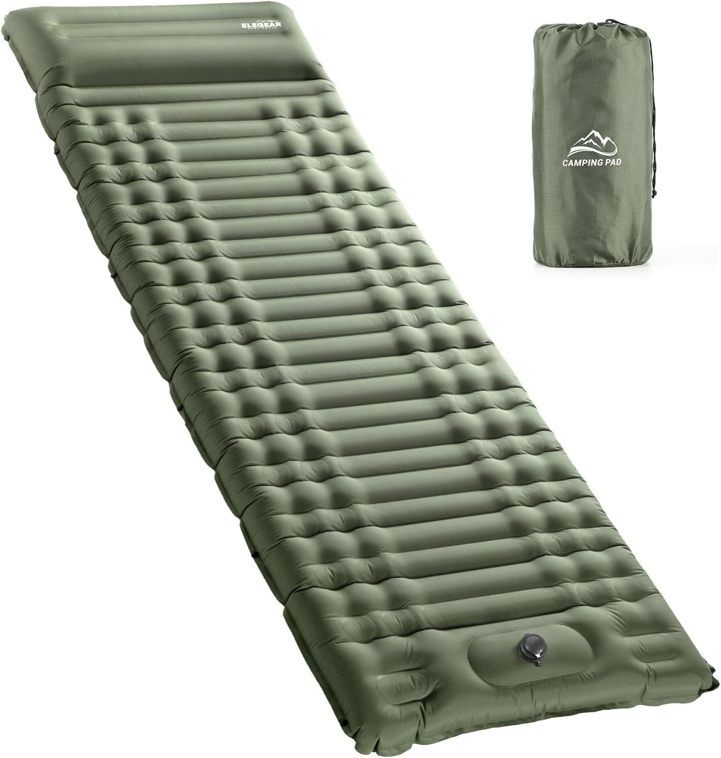 4" Thick Single Sleeping Pad for Camping, Fast Inflating Camping Pad w/ Pillow