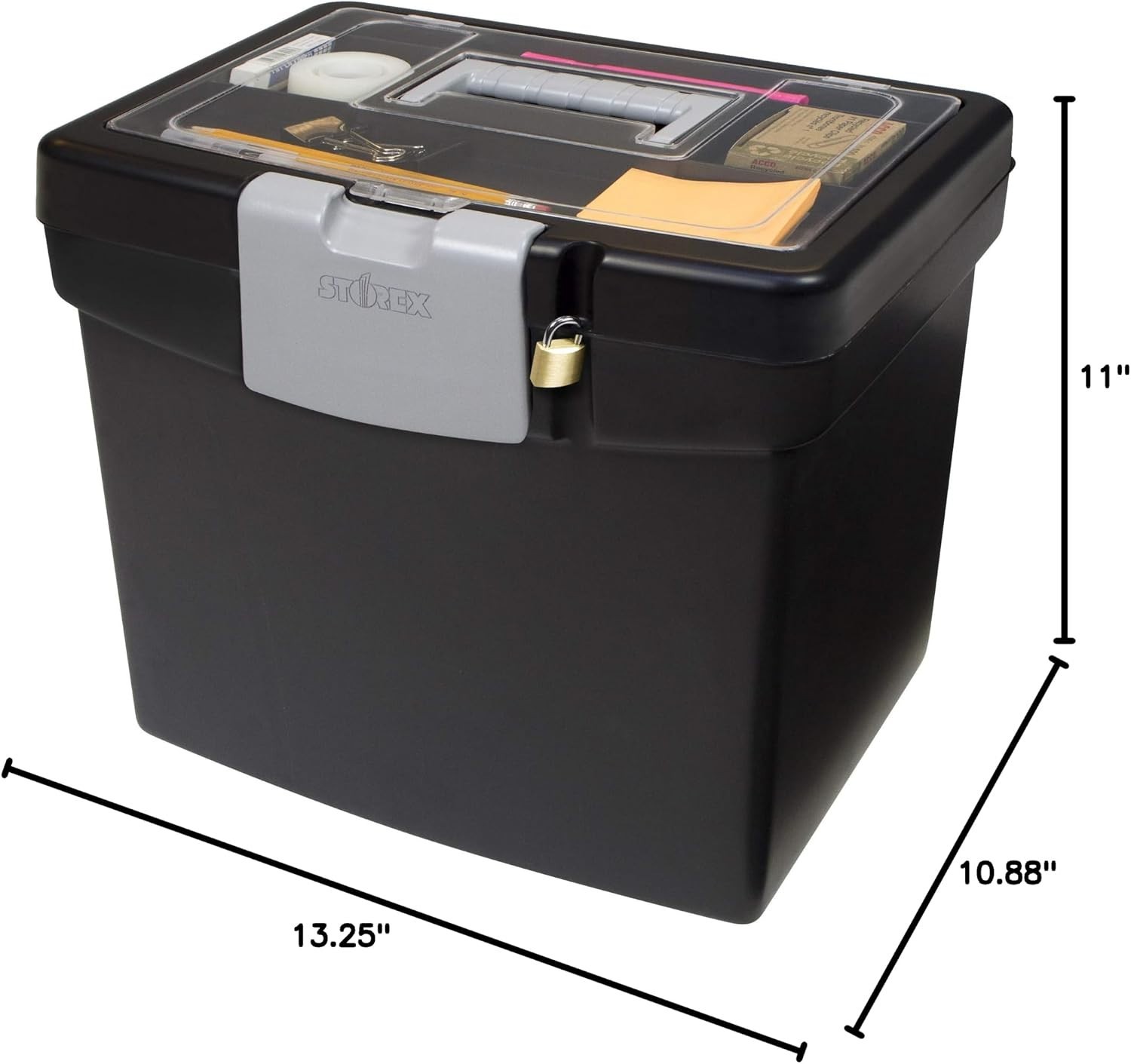File Storage Box Translucent Storage Lid, Black 1-Pack 61504F01C