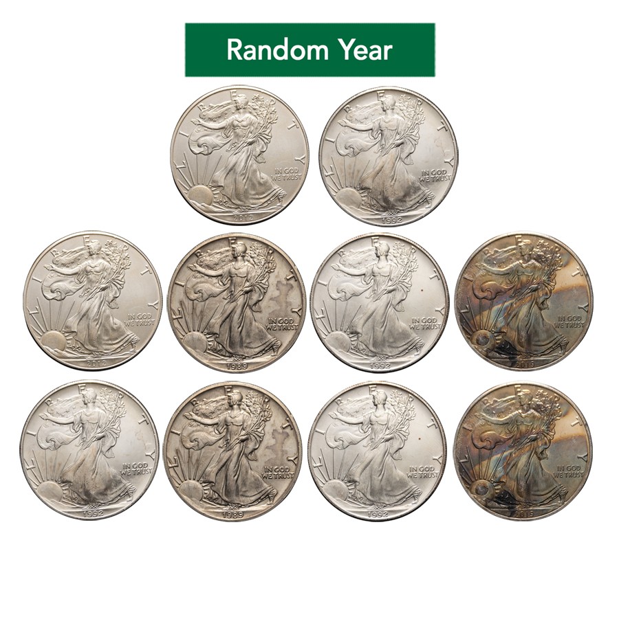 1 oz American Silver Eagle (Cull, Damaged, etc.)nn - Lot of 10