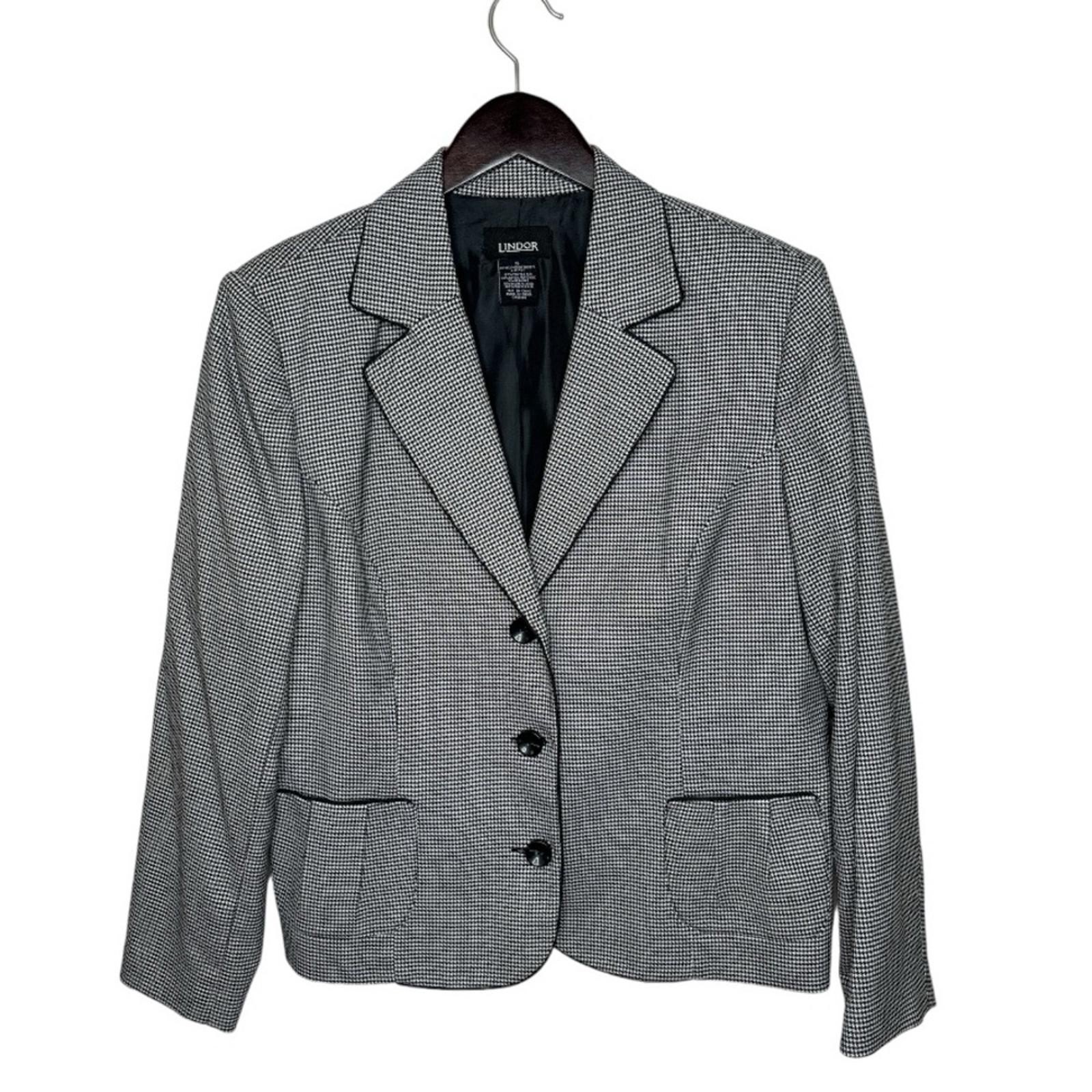 LINDOR Houndstooth Black & White Blazer - Size 16