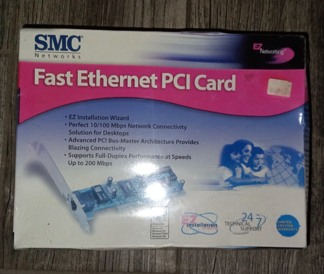 SMC Networks SMC1244TX Fast Ethernet PCI Card 10/100 NOS Sealed Retro PC