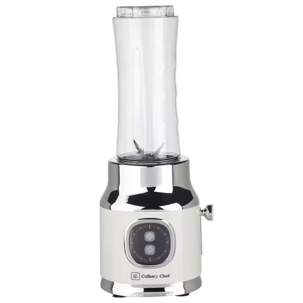 20.3 Oz. and 16.9 Oz. 2-Speed Cream Retro Smoothie Maker/Blender with 2-Travel C
