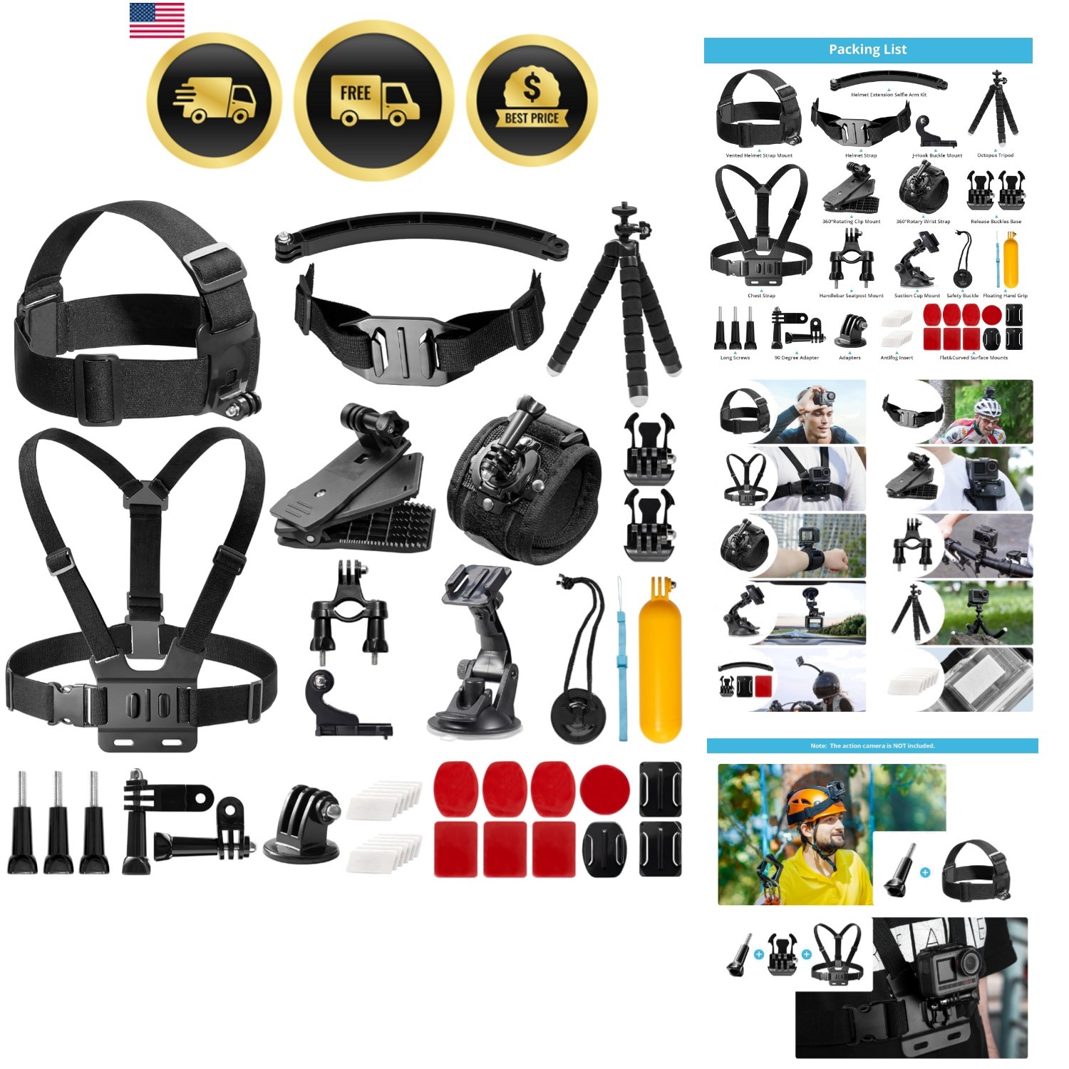 42 in 1 Action Camera Accessories Kit for EK7000/EK7000 Pro/Brave 4/Brave 4 p...