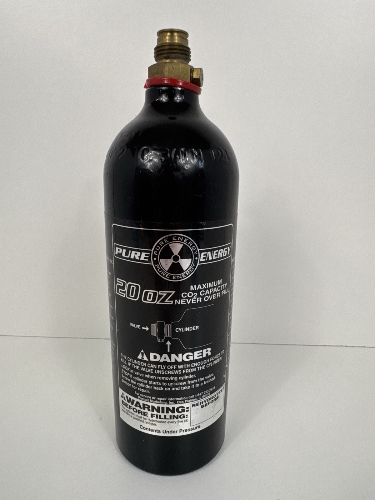 Pure Energy 20oz CO2 Paintball Tank Bottle Cylinder Pin Valve Black
