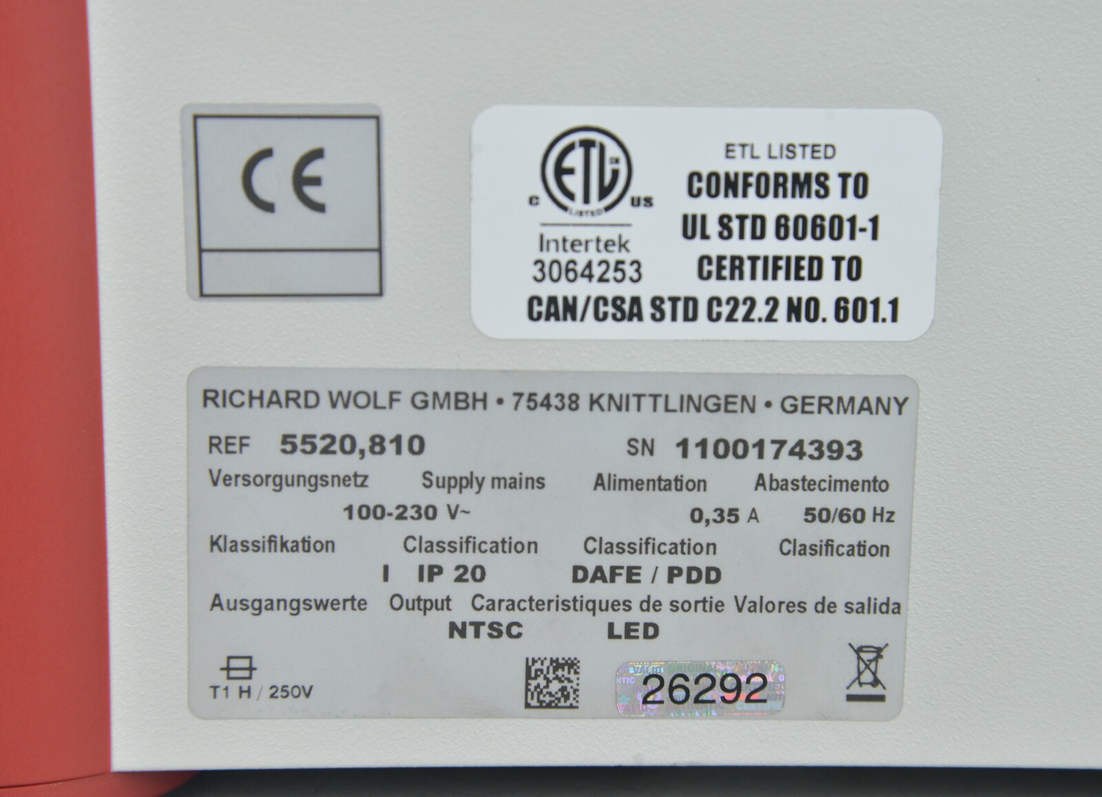 Richard Wolf 5520 1 CCD Endocam Camera Control Unit