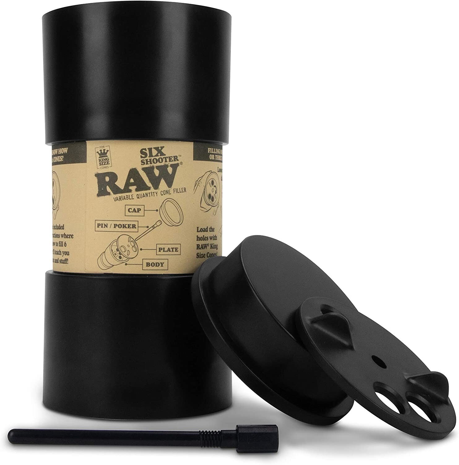 RAW Six Shooter for King Size Pre Rolled Cones | Fills up to Six Cones at Once!