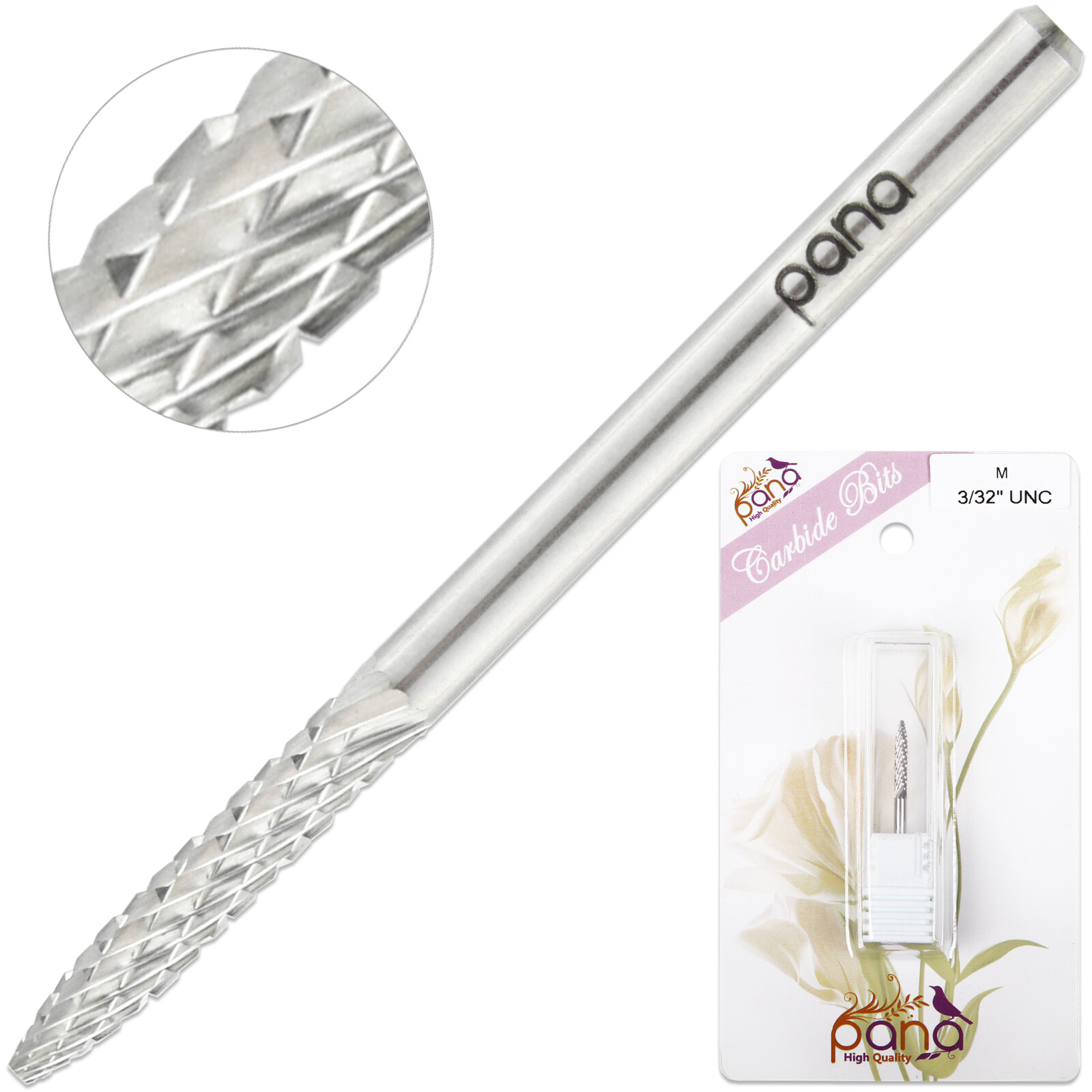 Professional Silver Under Nail Cleaner Safety Nail Carbide Drill Bit Medium Grit