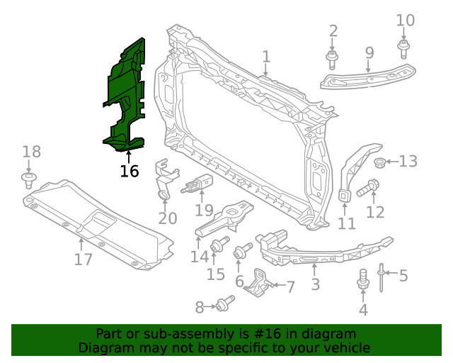 Genuine Audi Side Air Baffle 8U0-121-284-J
