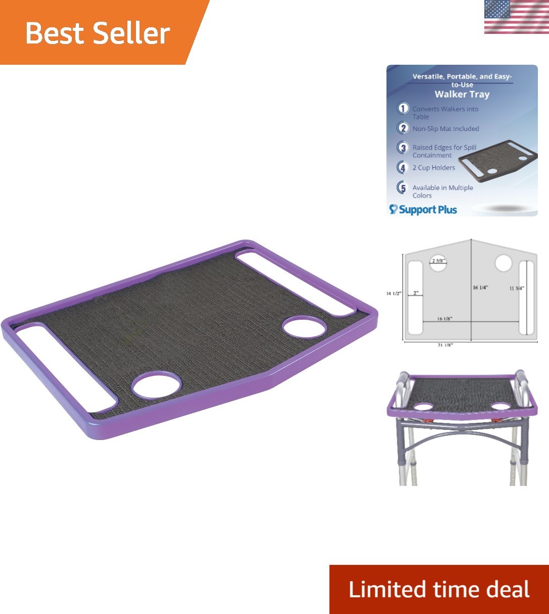 Versatile Non-Slip Walker Tray Table - Convenient Dining and Crafting Solution