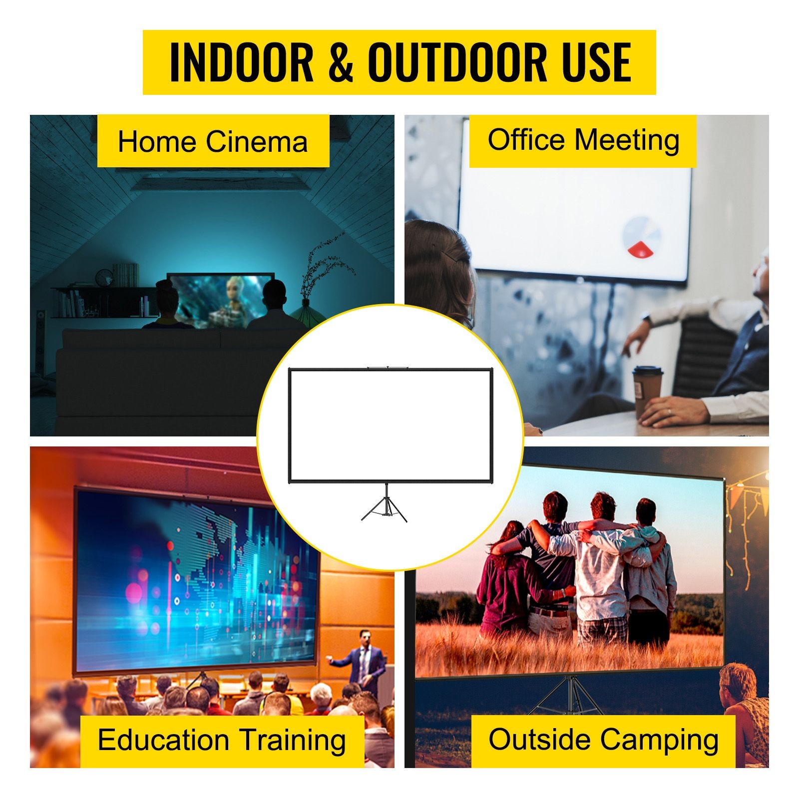 100in 4K HD Projector Screen with Adjustable Aluminum Tripod