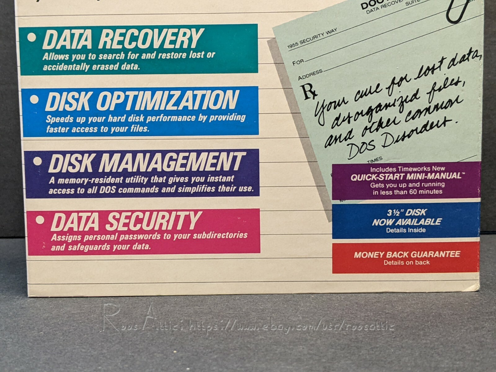 Timeworks Dos Rx Utilities Program for IBM: User Guides Only / NO SOFTWARE